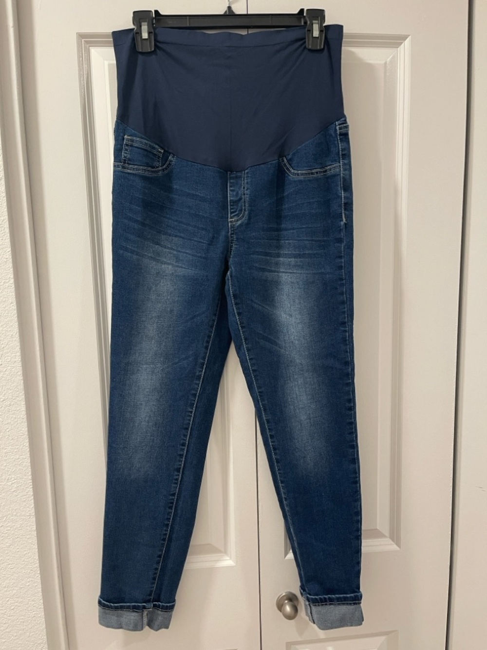 SHEIN Navy Panel Dark Blue Boyfriend Maternity Jeans